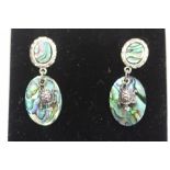 White metal and abalone shell 'turtle' earrings