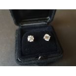 18ct white gold diamond stud earnings 1ct each approx