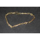 9ct gold elongated link watch chain, 9.8grams
