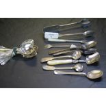 11 rat-tail coffee spoons and misc. silver spoons