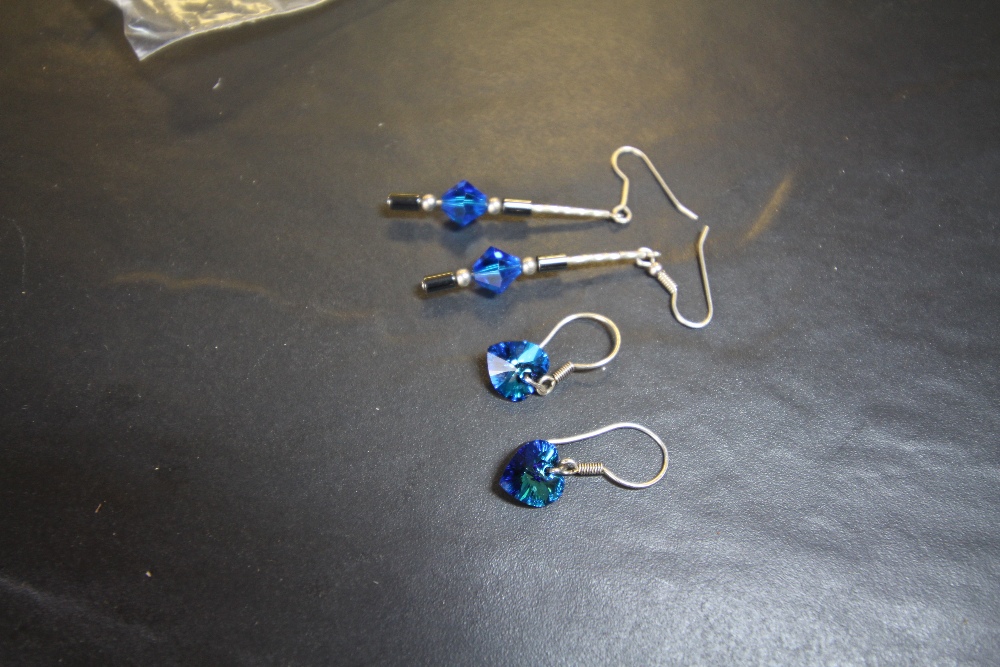 2 pairs Swarovski blue crystal earrings