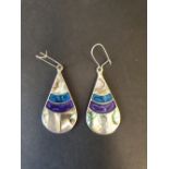 Abalone shell and enamelled earrings