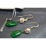 Silver and jade/green stone earrings