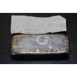 Westminster Mint Fine Silver Kilo Bar Dated 1969 with Certificate