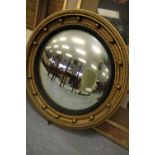 Gilt Circular Convex Wall Mirror - Georgian style