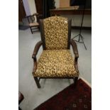 Mahogany open armchair of Georgian design, upholstered in Ted Baker leopard print fabric