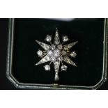 Victorian white and yellow gold coloured metal all diamond set metamorphic Star brooch, the