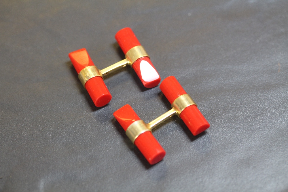 Red coral cufflinks