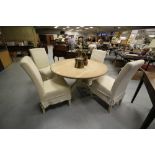 Modern beech and cream circular table and four chairs