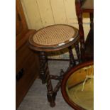 Oak cane seated stool