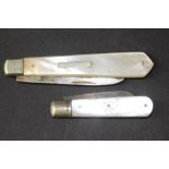 Wembley 1925 silver and mother of pearl fruit knife and one other fruit knife