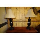 Pair of black metal lamps