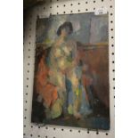 Unframed oil on board - female nude