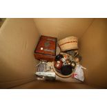 Grained Box containing sewing ephemera etc