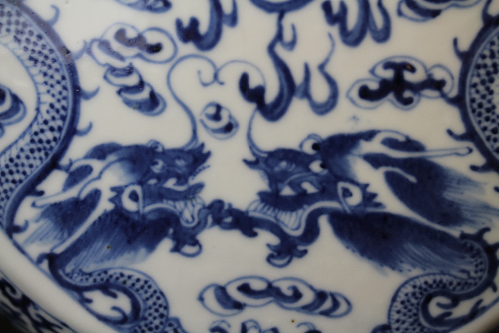 19th C Blue & White Chinese Moon Flask - Image 3 of 9