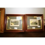 Pair framed hunting prints