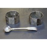 Victorian Silver Mustard Spoon and Two Silver Napkin Rings
