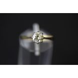 18ct gold diamond solitaire diamond ring, approx 0.7ct, ring size Q/R