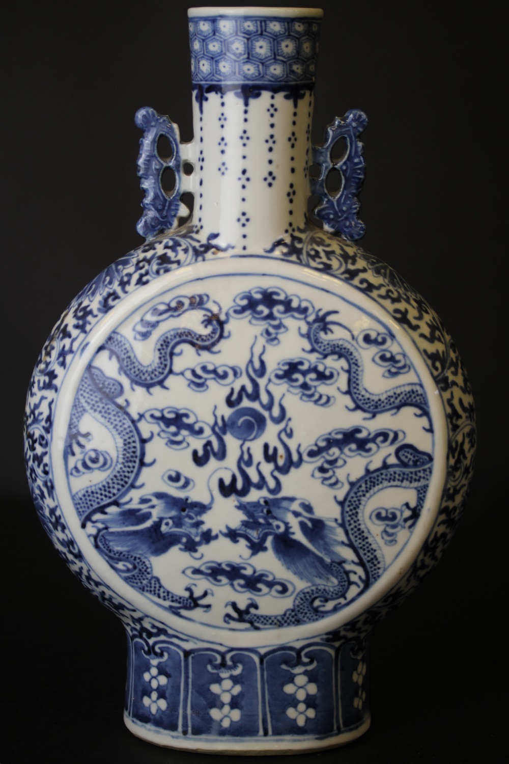 19th C Blue & White Chinese Moon Flask - Image 6 of 9