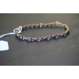 9ct gold amethyst & diamond chip bracelet