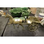 Brass model of a horse and cart