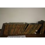 Quantity of early 20th Century green leather bound Encyclopedia Britannica (mostly worn)