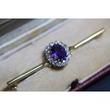 18ct amethyst and diamond tiepin/ brooch