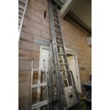 Three aluminium ladders and set of two ladders