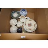 One Box of ceramic items, Leeds cream ware, Spode plates