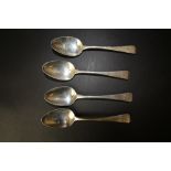 Set of four George III silver Old English teaspoons, London 1816, engraved