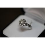 White metal and diamond cluster ring 1ct approx