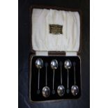 6 Silver Coffee Bean Spoons - Goldsmiths & Silversmiths