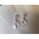 Quartz crystal and silver earrings