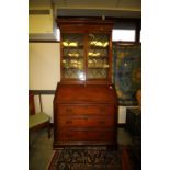 George III Mahogany Bureau Bookcase, later inlaid