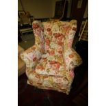 Floral Covered Wing Armchair
