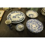 Quantity of Chinese blue and white porcelain and a Delft tile