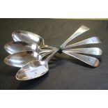 Four Georgian silver serving spoons