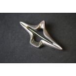Silver free form brooch of Georg Jensen style