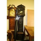 Oak Grandfather Clock Case Only, Carved with Celtic Motifs Including Harp. Possible Irish