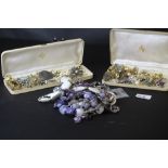 Victorian pinchbeck oval boss brooch and a quantity of costume jewellery