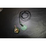 2 Jade Pendants - one with Opals