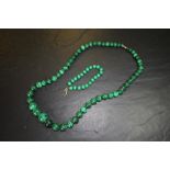 Malachite bead necklace and bracelet