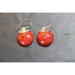 Coral and silver earrings