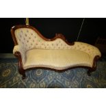 Reproduction Victorian style spoon back chaise longue