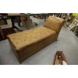 Tan leather chaise longue/ottoman