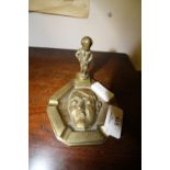 WWII brass Manneken PIS 'Anti-Hitler Propaganda' ashtray with Hitler's face embossed