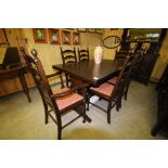 Old Charm style Refectory table and set of chairs