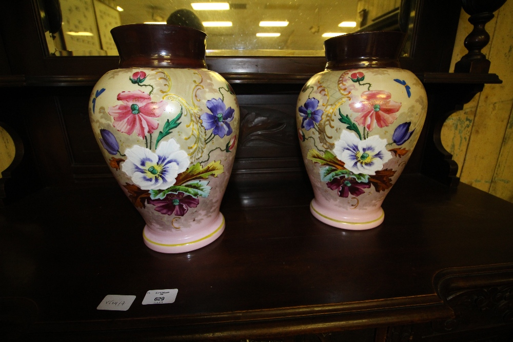 Pair opaque glass vases