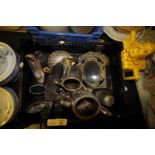 Box of mixed metals including plated ware