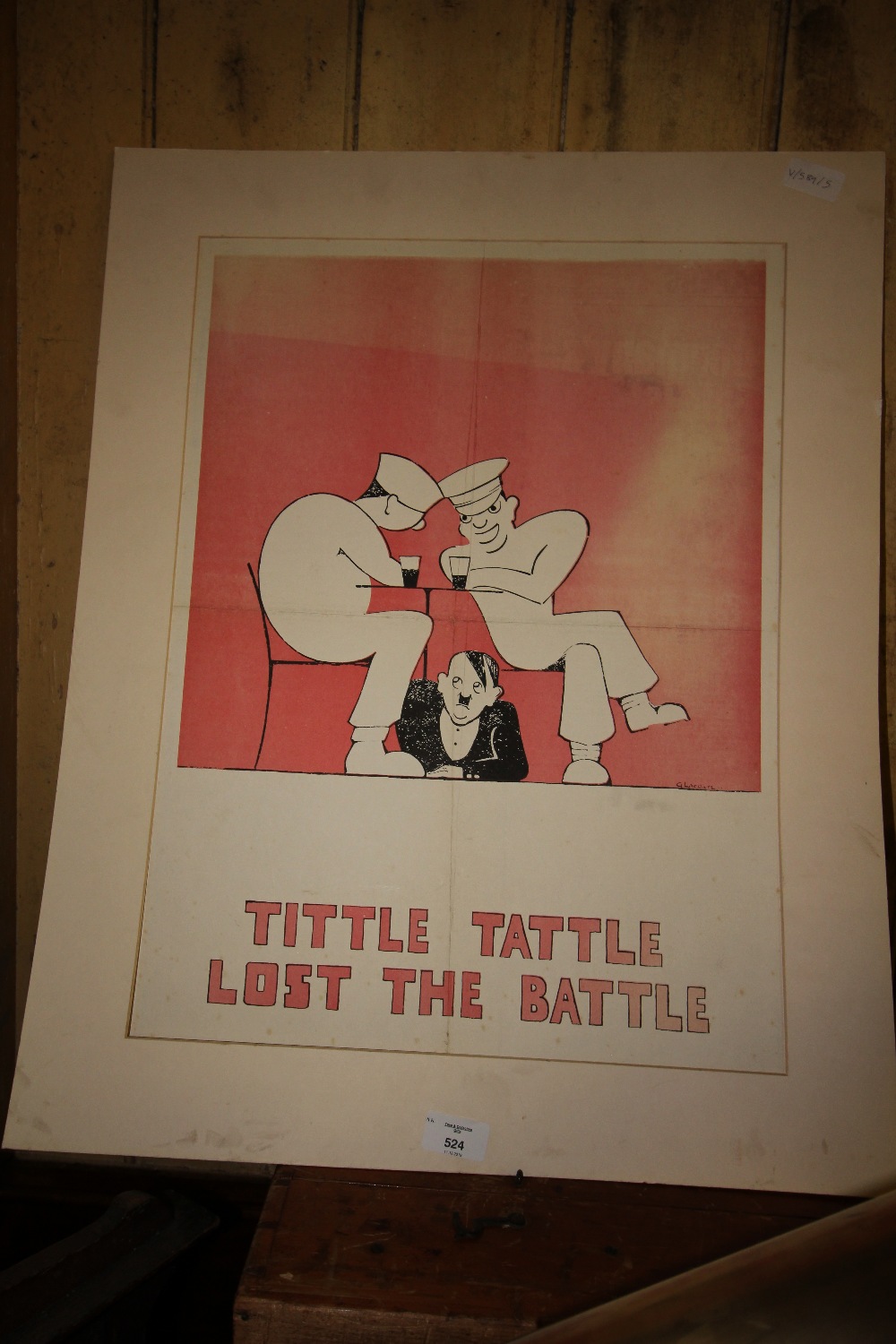 WWII re-print 'Tittle Tattle Lost The Battle' mounted poster